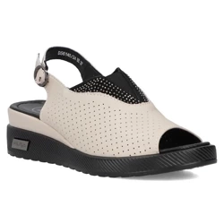 Sandały damskie beżowe  Filippo DS6145/25 na platformie skórzane wygodne