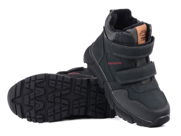 Buty dziecięce chłopięce zimowe na rzepy czarne American Club XD 141