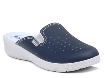 Klapki damskie medyczne sanitarne Inblu 50-34 skórzana wkładka granatowe