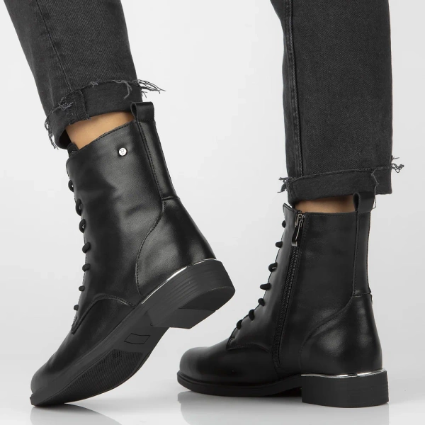 Buty zimowe ocieplane botki damskie skórzane czarne Filippo DBT4747/25