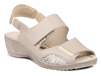 Sandały damskie na koturnie szerokie tęgość H skórzane Kosela Medic 2517