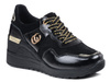 Sneakersy damskie czarne S.Barski LR29169 na koturnie skórzane wygodne
