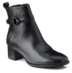Botki damskie czarne Marco Tozzi 25303 skórzane na obcasie jesienne