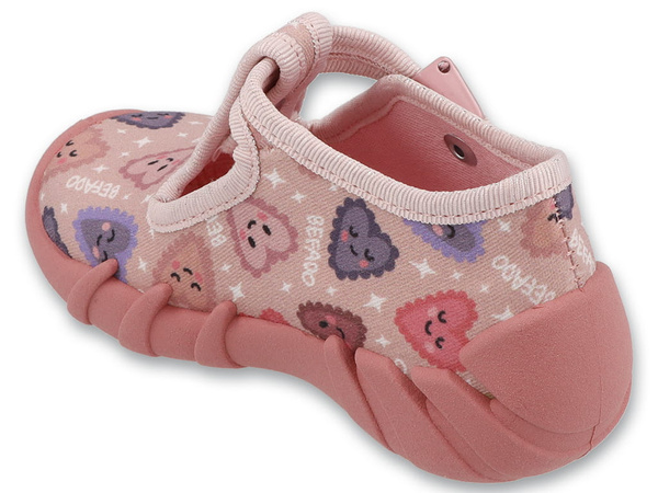 Kapcie dziewczęce różowe Befado 110P517 domowe do przedszkola na zapinki