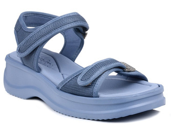 Sandały damskie Azaleia 18451 niebieskie na platformie rzepy wygodne