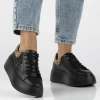 Sneakersy damskie czarne Filippo DP6058 półbuty skórzane na platformie