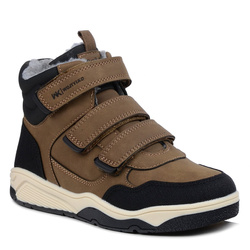 Buty zimowe dziecięce ocieplane brąz Wojtyłko 26104 chłopięce na rzepy