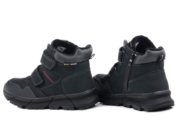 Buty dziecięce chłopięce zimowe na rzepy czarne American Club XD 141