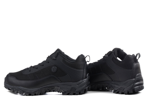 Buty męskie trekkingowe całe czarne Vemont 9A6038C skórzane sznurowane niskie