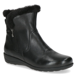 Botki zimowe damskie czarne Caprice 26459 ocieplane skórzane tęgość H