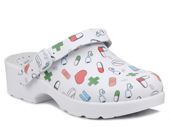 Chodaki damskie medyczne skórzane białe Comfooty Alice