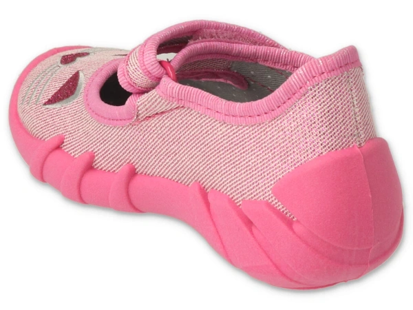 Kapcie dziecięce różowe Befado 109P235 baleriny do przedszkola na rzepy