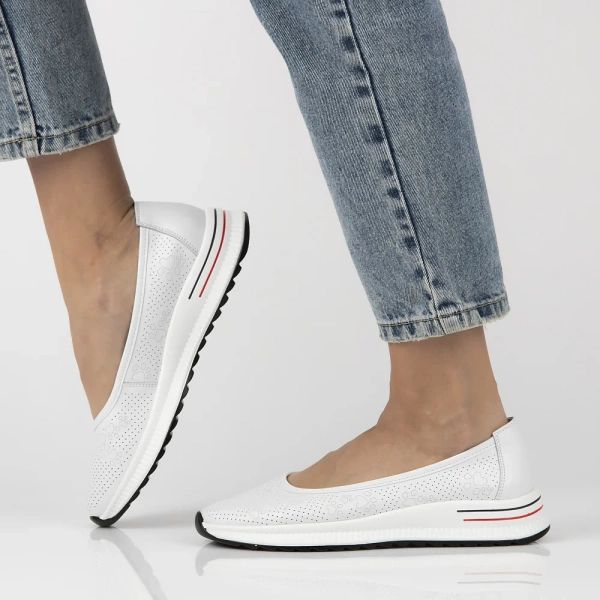 Baleriny damskie Filippo DP6719/26 białe baletki skórzane na platformie