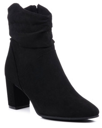 Botki damskie czarne Marco Tozzi 25307 na obcasie ocieplane na zamek