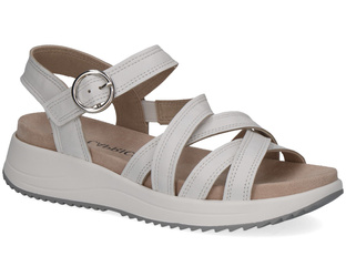 Sandały damskie białe Caprice 28705 skórzane na platformie na rzep