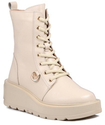 Botki damskie ocieplane na platformie beżowe skórzane T.Sokolski Z24-233