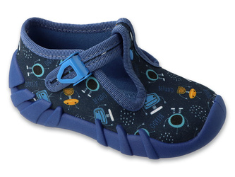 Kapcie dziecięce Befado 110P515 chłopięce domowe do przedszkola zapinki