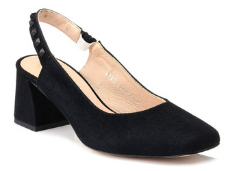 Czółenka damskie buty na obcasie letnie zamszowe czarne Simen 5044A