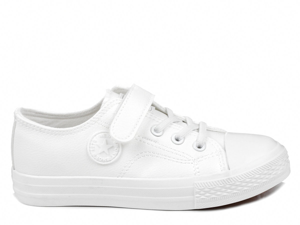 Buty trampki dziecięce całe białe News 1004 ekoskóra na rzepy wygodne 