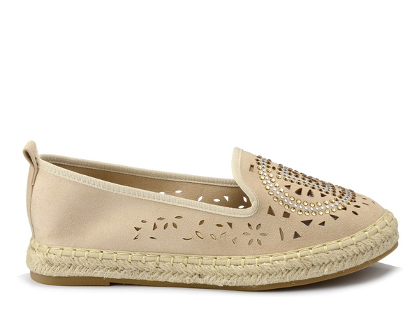 Espadryle damskie wsuwane S.BARSKI 33150 beżowe 