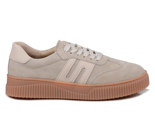 Sneakersy damskie beżowe Evento 9983 skórzane na platformie sznurowane