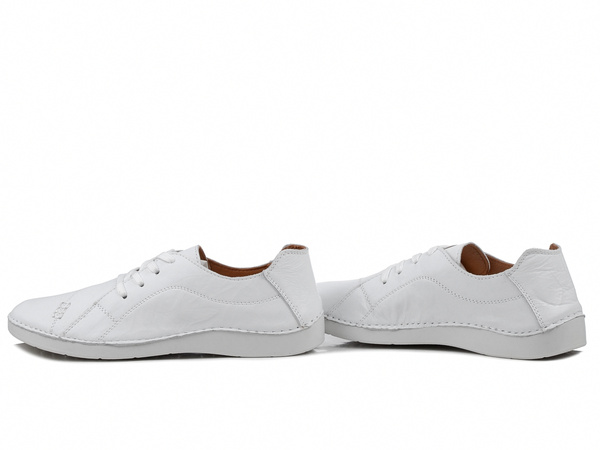 Półbuty damskie całe białe T.Sokolski 8250 skórzane wygodne sznurowane