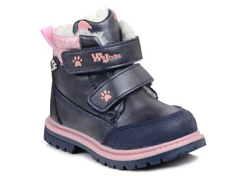 Buty zimowe trzewiki ocieplane dziecięce Wojtyłko 24090 na rzepy