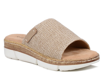 Klapki damskie letnie beżowe Evento 8832 na platformie wygodne