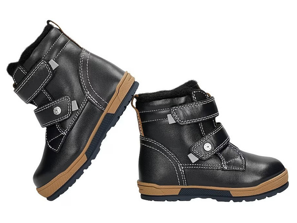 Buty zimowe dziecięce Bartek 8800456 ocieplane wełną chłopięce skórzane