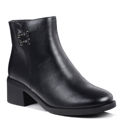 Botki damskie czarne Evento 9388 ocieplane na obcasie jesienne na zamek