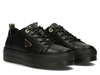 Buty sneakersy damskie czarne skórzane na platformie Filippo 3533 