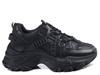 Buty damskie sportowe całe czarne sneakersy na platformie News 5999