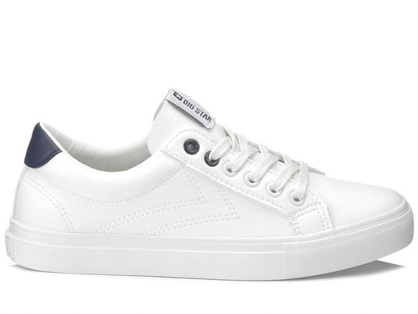 Trampki damskie białe Big Star BB274211 z ekoskóry sznurowane niskie