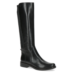 Kozaki damskie ocieplane długie oficerki skórzane czarne Caprice 25513