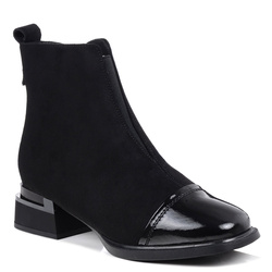 Botki damskie czarne T.Sokolski Z25-67 na obcasie skórzane zamszowe