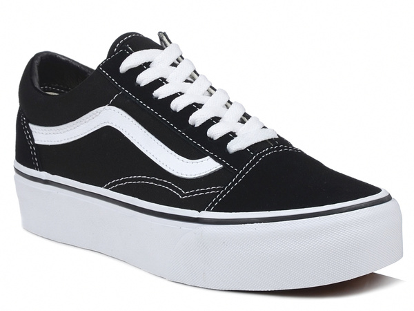 Trampki damskie czarne Vans Old Skool Platform na platformie skórzane