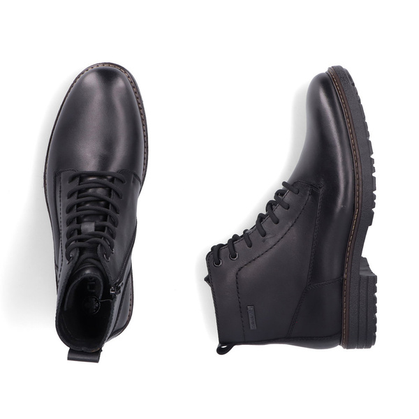 Buty męskie zimowe Rieker 33143 botki ocieplane skórzane czarne na zamek