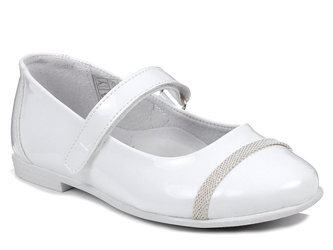 Białe buty komunijne dziewczęce lakierowane wkładka skóra Kornecki 6492