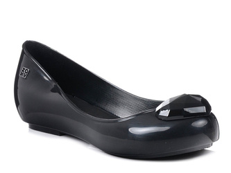 Buty damskie baleriny gumowe czarne elastyczne z sercem Zaxy NN285011