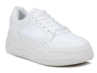 Buty damskie sneakersy na grubej podeszwie sznurowane białe News 6785