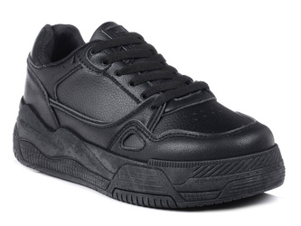 Buty damskie sneakersy na grubej podeszwie sznurowane czarne News 6785
