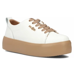 Buty damskie sneakersy na platformie skórzane białe Filippo DP6117/24