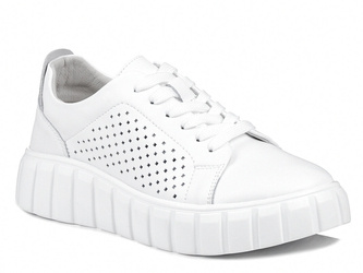Buty damskie sneakersy na platformie skórzane białe T.Sokolski W24-46