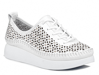 Buty damskie sneakersy skórzane ażurowe białe T.Sokolski ARA 0714