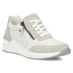 Buty damskie sneakersy skórzane białe ażurowe na zamek Filippo DP6011