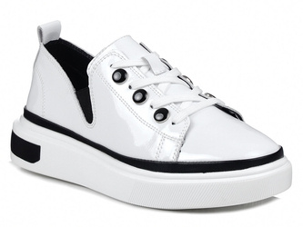 Buty damskie sneakersy skórzane na grubej podeszwie białe DiA LR535