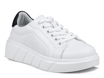 Buty damskie sneakersy skórzane na platformie białe Jezzi 6872