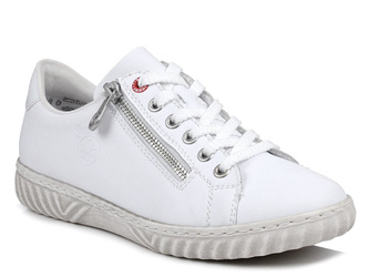 Buty damskie sportowe sneakersy białe skórzane Rieker N0900-81