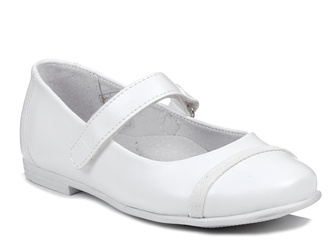 Buty komunijne dla dziewczynki białe skórzana wkładka Kornecki 6492