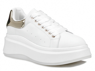 Buty sneakersy damskie białe na białej platformie skórzane Goe NN2N4031